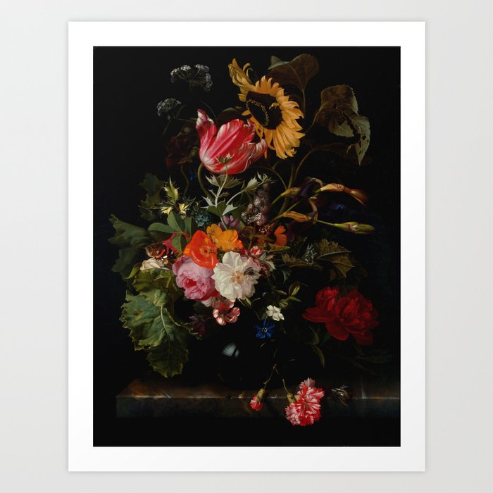 MARIA VAN OOSTERWYCK BOUQUET OF FLOWERS IN A VASE Art Print