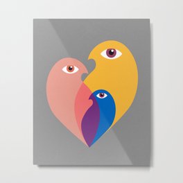 Bird Family - Mid Century Modern Metal Print
