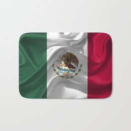 Waving fabic national flag of Mexico Bath Mat