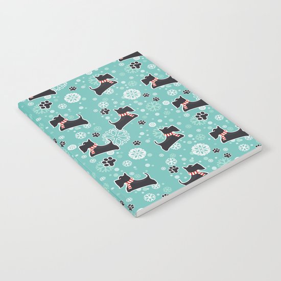 Snowy Scottie Dog Christmas Pattern Notebook
