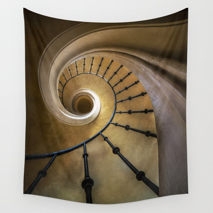 Golden spiral staircase Wall Tapestry