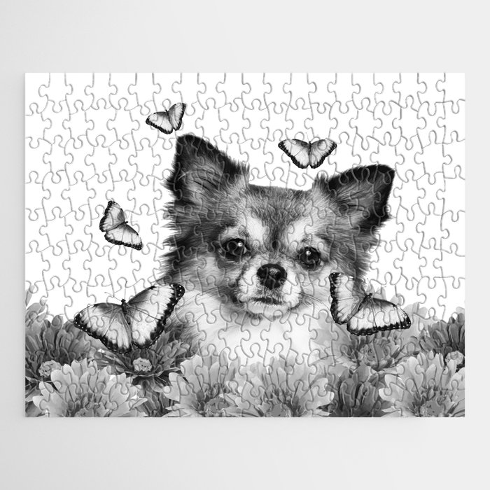 Chihuahua Blooms: A Floral Dog Painting Jigsaw Puzzle (500-Piece