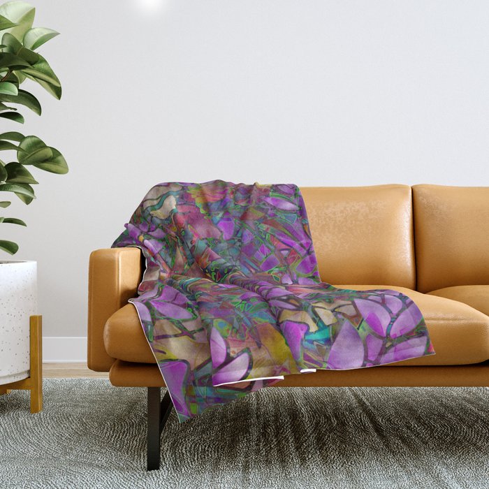 Floral Abstract Stained Glass G175 Throw Blanket