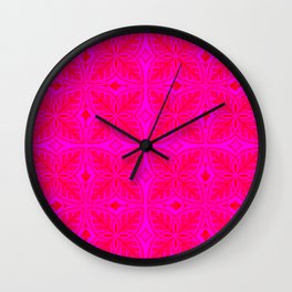 Modern Tropical Leaves Hot Pink Wall Clock