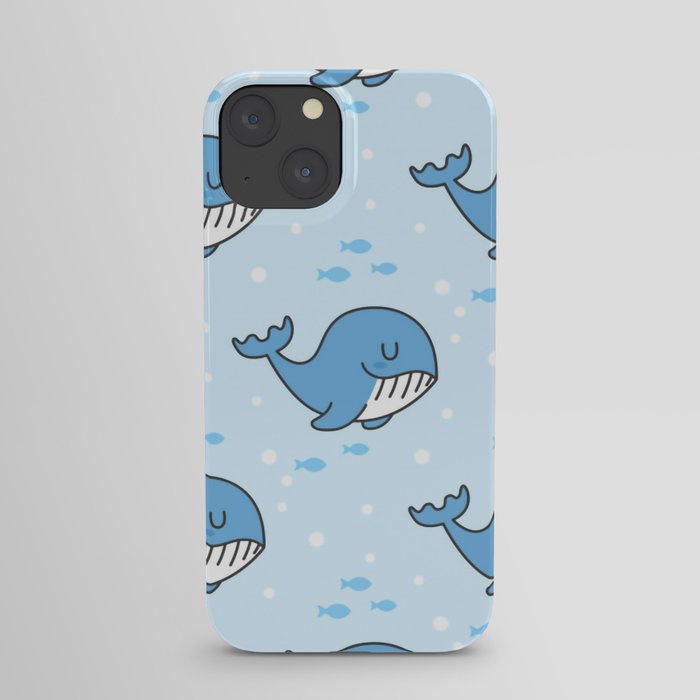 Cute Cartoon Blue Whale Pattern iPhone Case