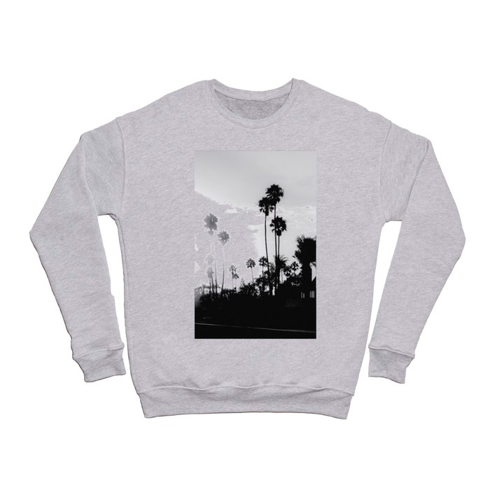 palm tree with sunset sky in California in black and white Crewneck Sweatshirt