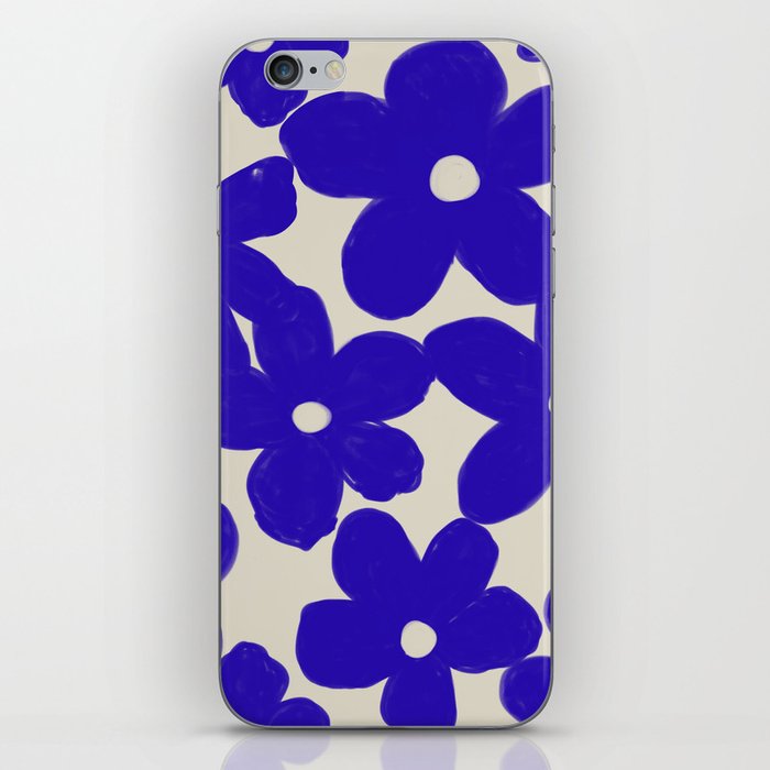 Groovy Eclectic Flowers in Navy Blue iPhone Skin