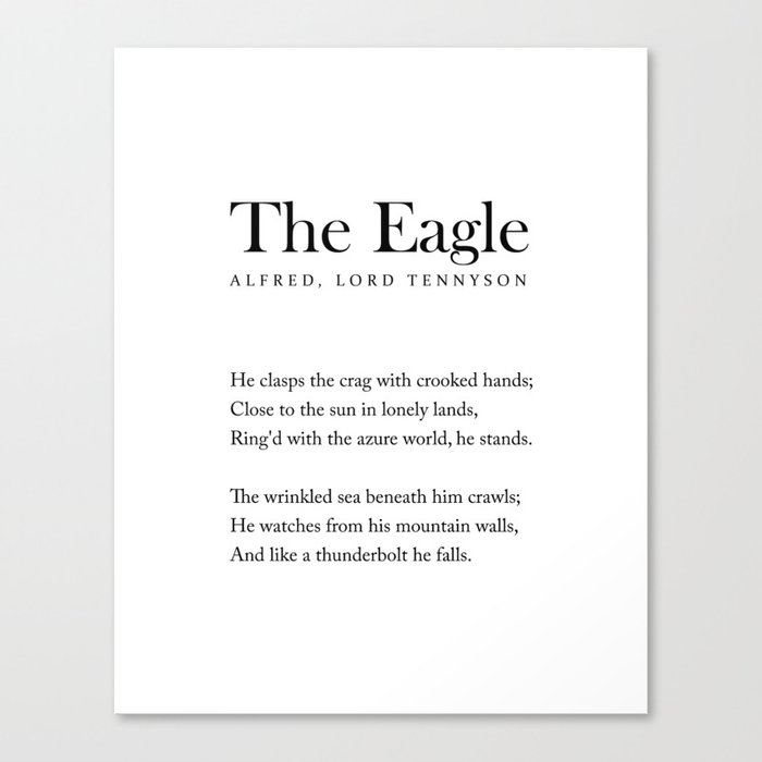 The Eagle - Alfred, Lord Tennyson Poem - Literature - Typography Print 1 Canvas Print