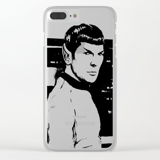 Spock Leonard Nimoy Portrait Sci-fi Geek Painting Clear iPhone Case