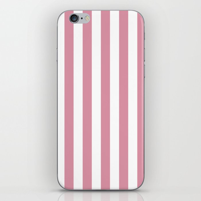 Pastel Blush Pink and White Straight Vertical Stripes iPhone Skin
