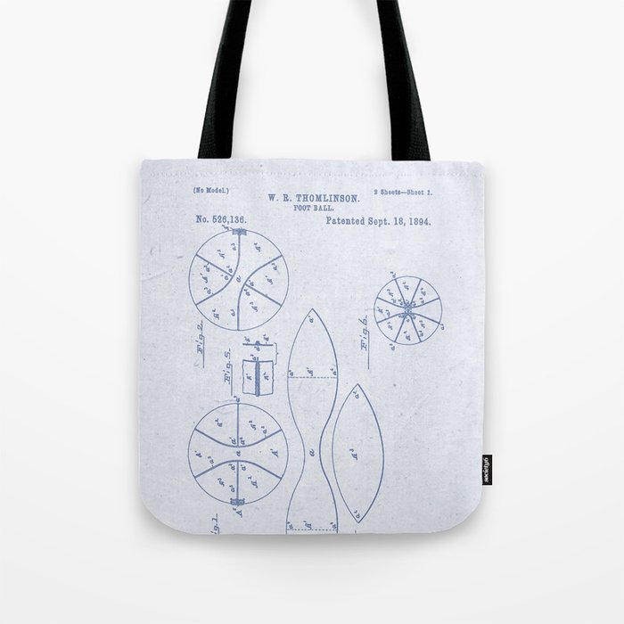 Football Patent Blue Paper Tote Bag