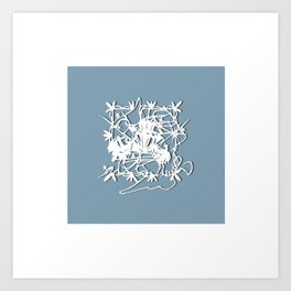 Two Cranes_Light Blue Art Print