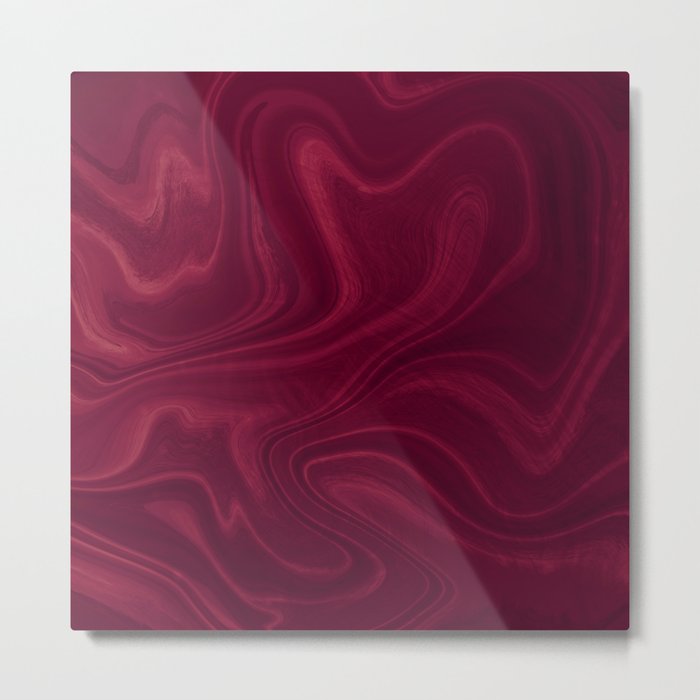 Burgundy Swirl Marble Metal Print