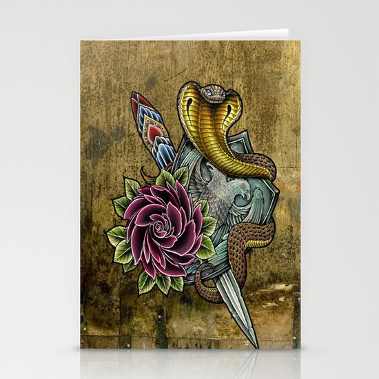 cobra rose shield Stationery Cards