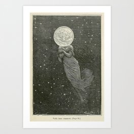 Antique Moon Woman Art Print