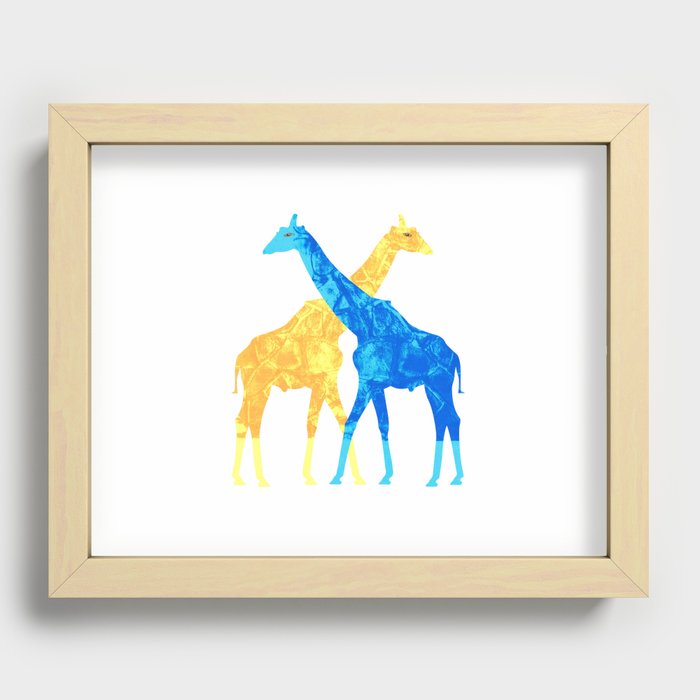 Two Giraffes Recessed Framed Print