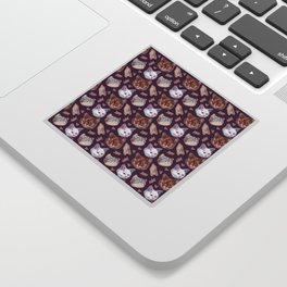 Crazy cats pattern on violet Sticker