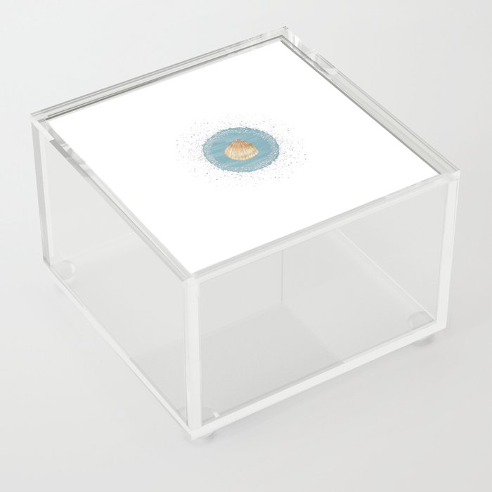 Watercolor Seashell and Blue Circle  Acrylic Box
