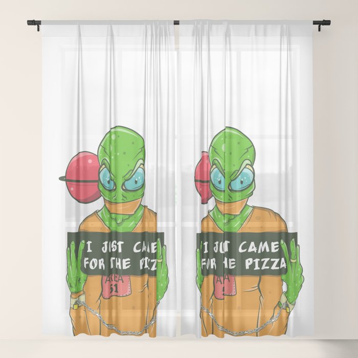 Alien Pizza Lover Sheer Curtain By Mailboxdisco Society6