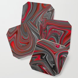 Red and Gray Liquid Marble Swirling Pattern Texture Artwork #4 Coaster