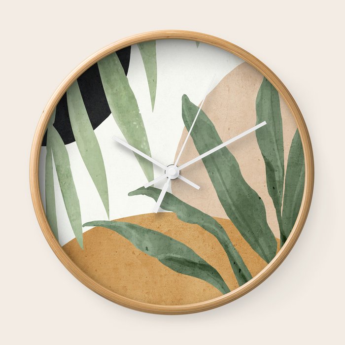 Abstract Art Tropical Leaves 4 Wall Clock by ThingDesign Society6