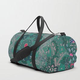 Green Moroccan Flowers Antique Duffle Bag