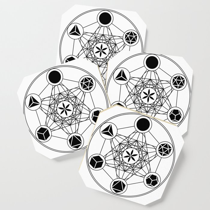 Platonic Solids, Metatrons Cube, Flower of Life Coaster