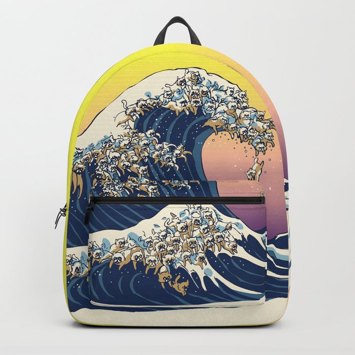 The Great Wave Of  Cat Backpack