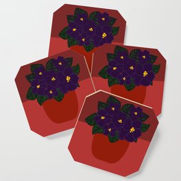 Red Potted African Violets Coaster | Plant, Botanical, Illustration, Delta, Purple, Red, Theta, 1913, Sigma, Violets 