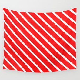 Diagonal Red and White Wall Tapestry