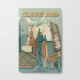 Cleveland City Scape Metal Print | Ohio, Lake, Illustration, Downtown, Modern, Erie, Cleveland, Graphicdesign, Popart, Digital 
