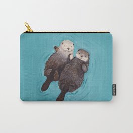 Otterly Romantic - Otters Holding Hands Carry-All Pouch