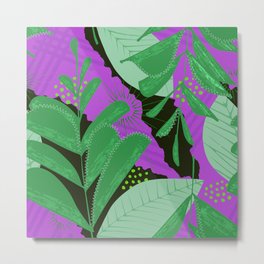 Green Peppermint Leaves On Pink-Lilac Abstract Designs Metal Print | Purple Lilacart, Leaveslilacart, Greenabstractart, Artsyleavesart, Graphicdesign, Abstractpurple, Dec02, Leavesabstractart, Peppermintleaves 
