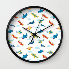 Cute plane pattern Wall Clock