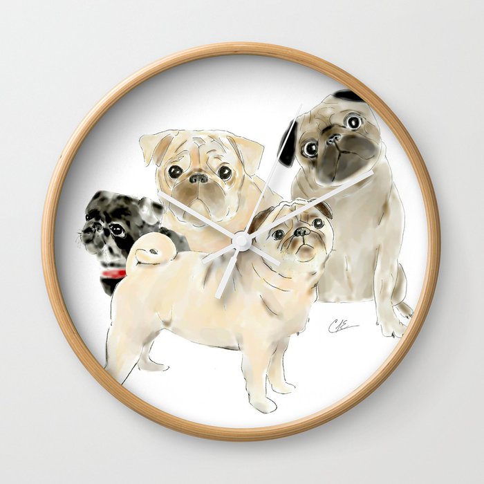 Pug Dogs Pugs Wall Clock