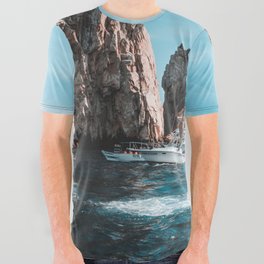 Mexico Photography - Ocean Surrounded By Majestic Hills All Over Graphic Tee