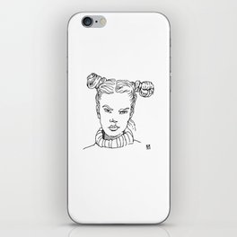 Young woman with pigtails iPhone Skin