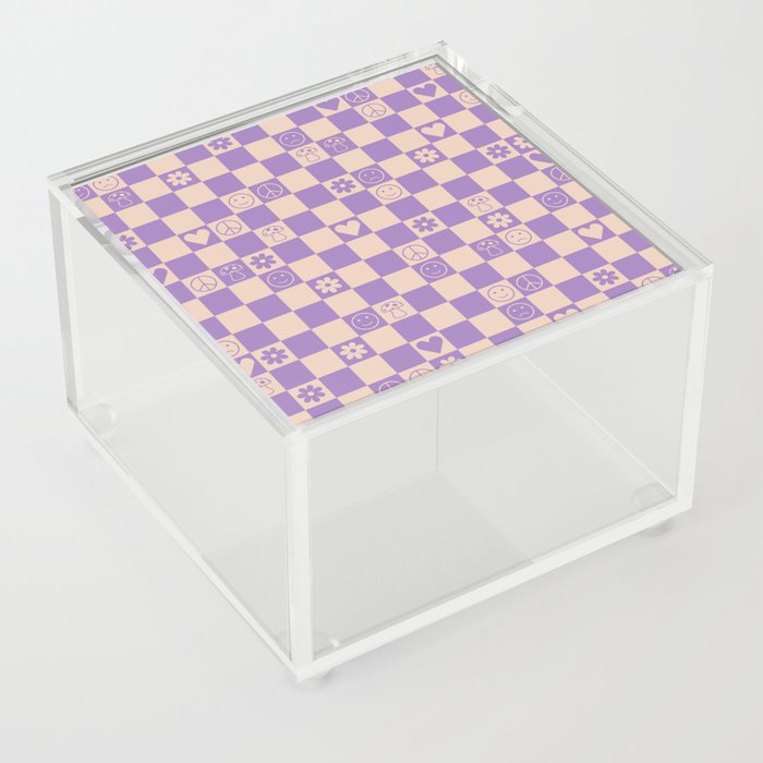 Happy Checkered pattern lilac Acrylic Box