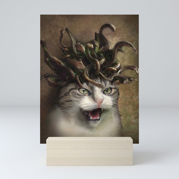 Evil Catdusa Medusa Cat Mini Art Print