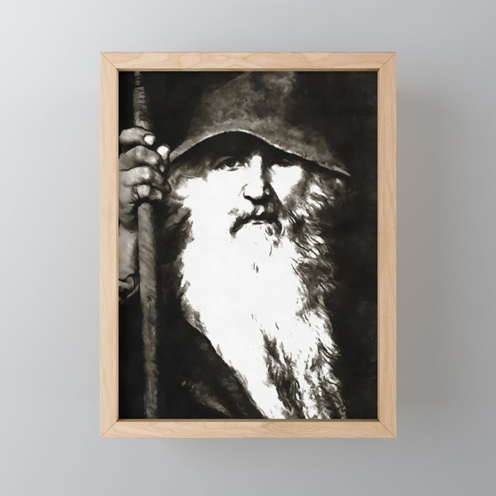 Scandinavian Mythology the Ancient God Odin Framed Mini Art Print