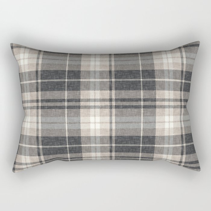 fall plaid - tan and charcoal Rectangular Pillow