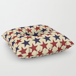 Vintage look Americana Large Stars Tan Beige Navy Blue and Red Floor Pillow