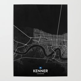 Kenner, Louisiana, United States - Dark City Map Poster