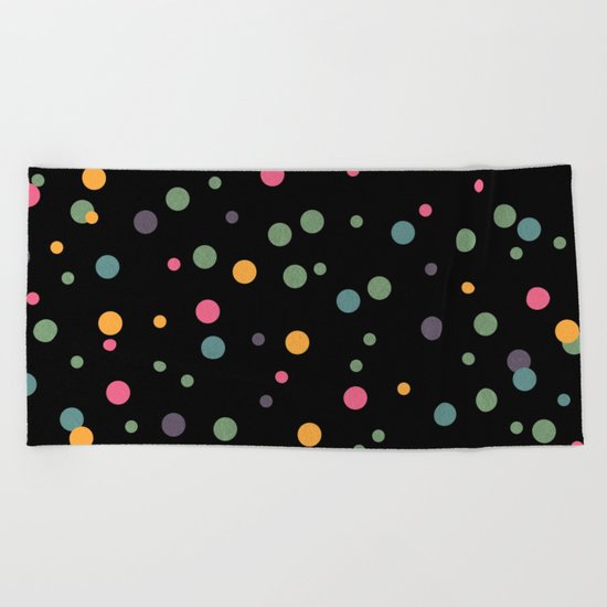 Happy Rounds on Black Beach Towel