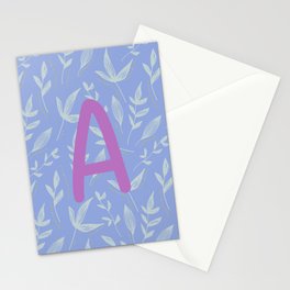 Lilac Letter A Stationery Card