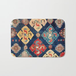 Shahsavan Moghan Southeast Caucasian Seating Rug Print Bath Mat | Ethnic, Geometric, Carpet, Moghan, Bohochic, Antique, Tribal, Rug, Caucasus, Floralpattern 
