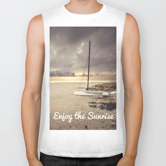 Dramatic sunrise on the beach Biker Tank