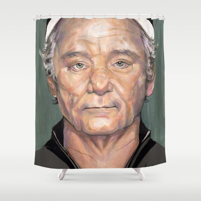 Bill Murray In Beanie Painted Portrait Shower Curtain By Kristingregg Society6