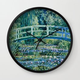 Claude Monet - Water Lilies And Japanese Bridge Wall Clock | Lily, Vacation, Blossom, Summer, Lilies, Lotus, Green, Waterlilies, Japanesebridge, Pond 