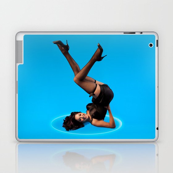 "Dizzy Desi" - The Playful Pinup - Black Lingerie Pinup Girl by Maxwell H. Johnson Laptop & iPad Skin